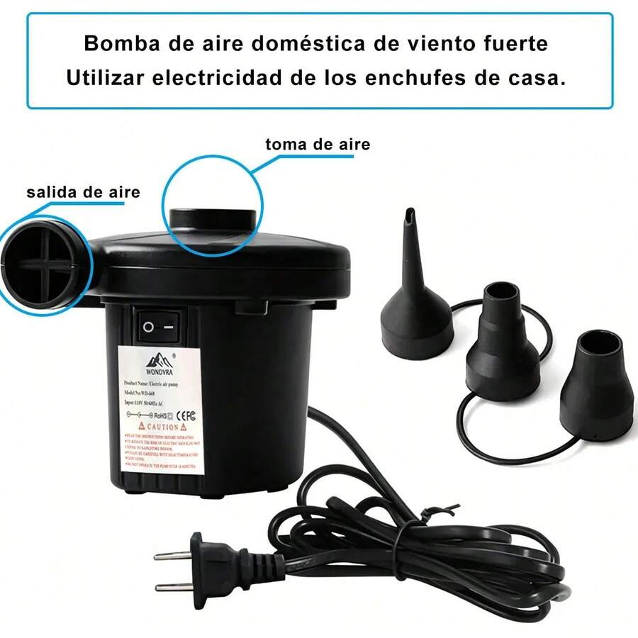 Electric Air Pump Portable Inflator Air Compressor For Mattress Pool Inflatable With 3 Nozzles S/M/L Accessory