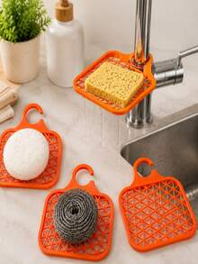4pcs Stainless Steel Kitchen Sink Storage Rack With Faucet Mount, Suitable For Home Sponge, Dishcloth, Dishwashing And Draining, With Hanging Basket - A - View 14