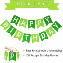 Green Happy Birthday Banner, Green Plant Theme Birthday Party Decoration Hanging Flag, Suitable For Birthday Garland, Room Hanging Decoration, Etc. - Green - View 3
