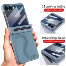 VIETAO Casing Ponsel Kulit Sintetis dengan Pena Terintegrasi, Kompatibel dengan Galaxy Z Flip 8 Flip8 7 6, Dilengkapi Pelindung Layar Kaca Tempered. - Grey - View 5