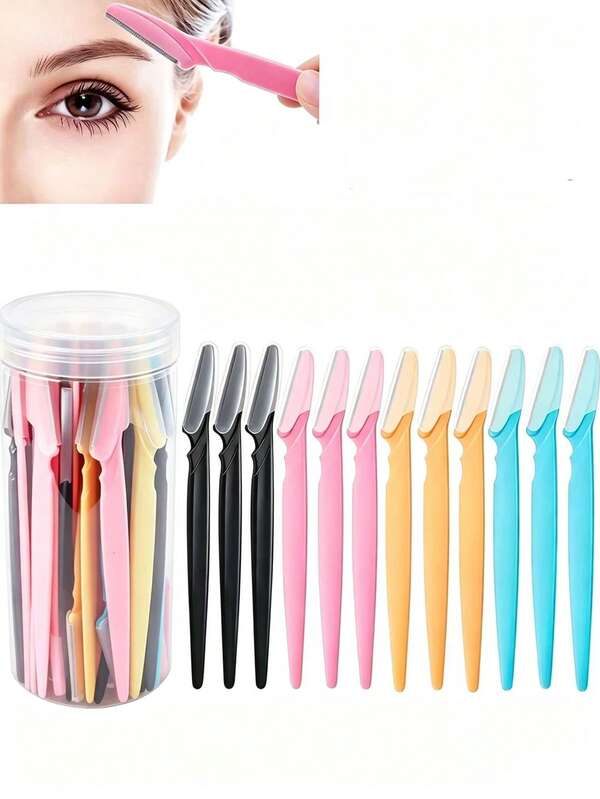 60pcs Eyebrow Trimmer And Razor Set, Exfoliating Shaving Tool, Body Hair Removal Trimmer And Facial & Kit, Long Handle Blades With Precision Protective Cover, Women's Eyebrow Grooming Tool, Suitable For Daily Or Travel Use