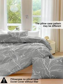 Ensemble de housse de couette 2/3 pièces avec imprimé de branche, linge de lit en microfibre doux et respirant, housse de couette lavable en machine facile à entretenir pour toutes les saisons pour lits simples, doubles, queen et king, décoration de chambre moderne et fraîche pour la maison, le dortoir, la chambre d'amis ou en cadeau - Multicolore - Voir 4