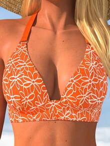 SwimNova طقم بيكيني نسائي جديد للصيف برقبة معلقة وطبعة، ملابس سباحة كاجوال أنيقة عالية المرونة، ملابس حفلات الشاطئ والعطلات - متعدد الألوان - مشاهدة 6