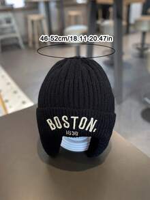 Baby Knitted Ear Protection Hat, Fashionable Letter Print Toddler Hat, Suitable For Autumn And Winter - Multicolor - View 10