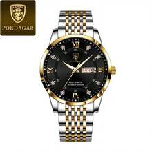 CTPOR POEDAGAR 1pc Men's Fashion Luminous Date Calendar Waterproof Stainless Steel Band Quartz Watch, Suitable For Daily Wear, Birthday, Holiday, Business Gift - Multicolor - View 14
