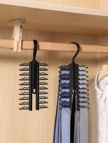 3pcs/Set Large Capacity 20-Clip Tie Storage Rack, Suitable For Wardrobe Scarves, Rotatable Open/Close, With Anti-Slip Clips, 360° Rotation Space-Saving, Multi-Functional Tie Scarf Clothing Hanging Storage Rack - Multicolor - View 1