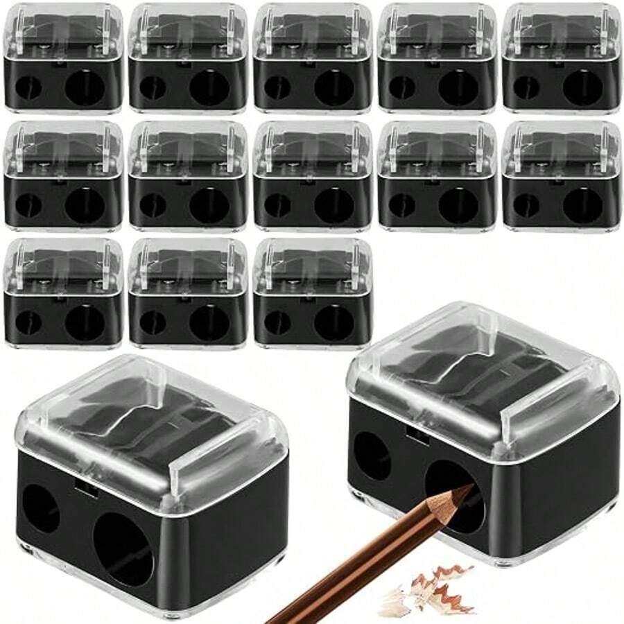 Dual-Ended Eyeliner & Lip Liner Pencil Sharpener, Compact Makeup Pencil Sharpener Tool, Black - Multicolor - View 1