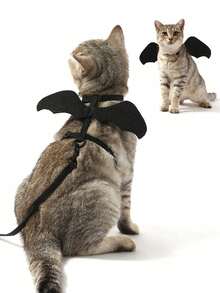 Funny Pet I-Shaped Bat Wing Leash Costume, Cat & Dog Harness And Leash Set, Suitable For Daily Outings And Halloween Dress-Up - Multicolor - View 7