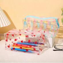 1pc Transparent Waterproof PVC Storage Bag, Large Capacity Fruit & Floral Pattern Pencil Case, Multi-Function Portable Stationery & Cosmetic Organizer, Back To School Daily Travel Holiday Mini Gift - Multicolor - View 2