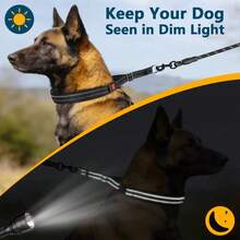 Anti-Burst Dog Training Collar, Double-Layer Reflective Nylon Iron Chain Dog Collar, Outdoor Dog Training Collar, Adjustable Size And Length, Metal Training Dog Chain Nylon Strap, Pet Behavior Correction Pet Supplies Collar (Lock Color Randomly Sent) - Multicolor - View 9