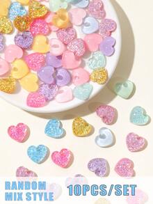 Multicolor Glitter Heart Flatback Slime 3D Charms Bulk For DIY Scrapbooking, Hair Pins, Phone Case,Clips Etc. Crystal Ice Design Flatback Cabochons - Glitter Heart - View 9