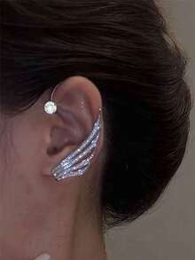 1 buah Anting Jepit Telinga Minimalis Mewah Modis dengan Desain Personalisasi dan Hiasan Sayap Berlian Imitasi, Cocok untuk Pemakaian Sehari-hari dan Hadiah Aksesori Foto untuk Wanita - Anting Sayap - View 7