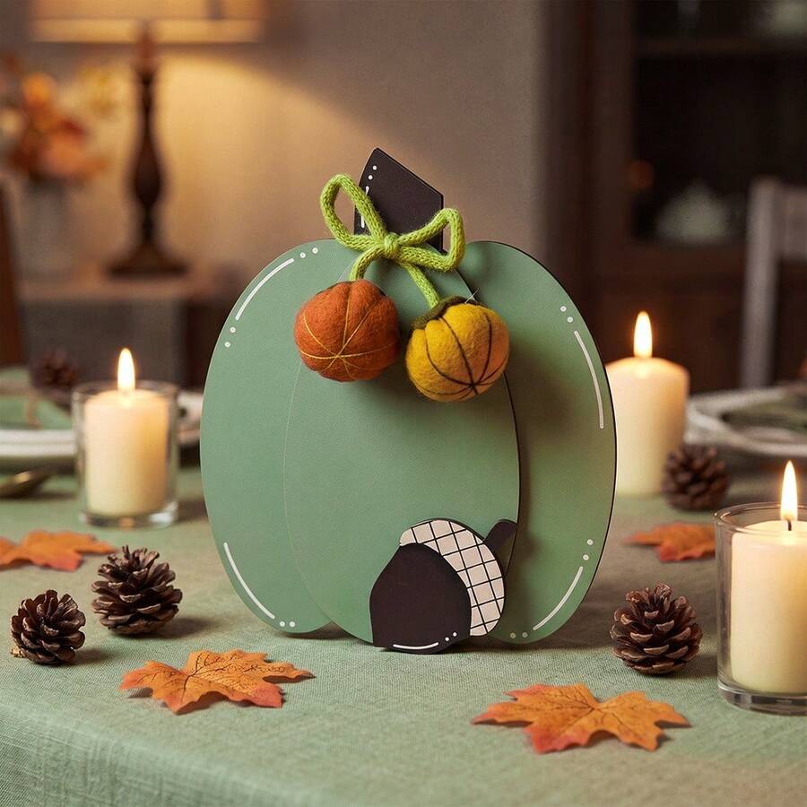 2D Multi-Layer Wooden Pumpkin Desktop Ornament, Creative Holiday Table Decor, Thanksgiving Gift - B - View 1