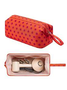 Polka Dot Hair Dryer Storage Bag With Hand Strap Waterproof Multi-Space Travel Hair Styling Tools Organizer Pouch Zipper Cosmetic Bag Vacation - Multicolor - View 16