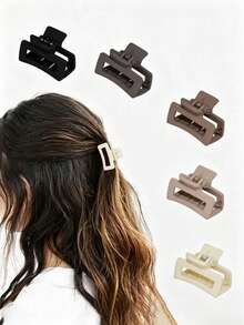 5Pcs Premium 4.3cm Small Hair Clips, Milk Coffee Color, Side Bangs Hair Accessories - Multicolor - View 1