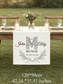 Customized Wedding Table Runner - Linen Banner With Surname, Wedding Reception Decor, Gift For Newlyweds, Suitable For Anniversary, Wedding Celebration - Multicolor - View 10