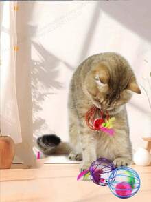 Colorful Cage Mouse Toy Set, Relieve Cat Boredom, Full Of Fun - Interactive Rolling Ball And Mouse Toys, Let Your Cat Have A Great Time. 1/2/5 Random Colors - A - View 4
