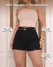 [100% Cotton] Women's Denim Shorts, Youth Natural Denim Shorts, Women's Festa Junina - 黑色 - 查看 2