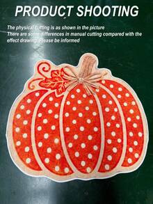 1pc Polka Dot Pumpkin Shaped Rug, Orange Warm Polka Dot Design, 2D Printed, Suitable For Bathroom, Entryway Mat, Kitchen, Bedroom Bedside, Living Room Fireplace, Halloween Decoration. Short Velvet Material, Shaped Size, Cutting Error 1-5cm - A - View 8