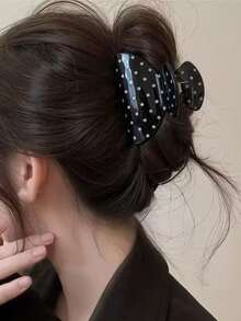 2 Pcs/1 Pc Women's Polka Dot Minimalist Curved Hair Clip, Fashionable Elegant Simple Hair Claw, Suitable For Daily Casual, Party, Commute, Vacation, Ponytail, Hair Styling, Face/Hair Washing, Makeup, Clothing Accessory (Polka Dot Position Random) - Multicolor - View 7