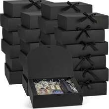 10pcs Black Gift Boxes With Lids, Groomsman Proposal Boxes, Luxury Black Gift Boxes With Ribbon For Wedding, Birthday, Party, Christmas, Bridesmaid, Graduation, Valentine's Day - Black - View 1