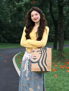 [Y6Y]Women's Solid Color Button-Up Cardigan, Long Sleeve Slim Fit Knit Jacket, Autumn - Yellow - View 5