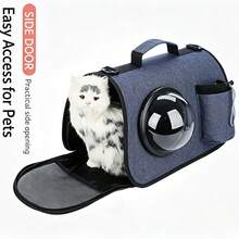44*32*26cm Fashion Horizontal Transparent Space Capsule Pet Carrier, Breathable Mesh Tote Bag With Shoulder Strap, Storage Pocket For Small Cats Dogs, Random Color Delivery - Multicolor - View 1