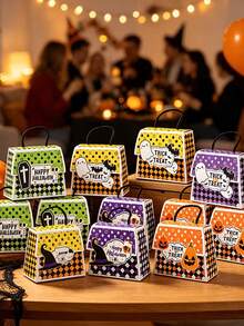 5/1pc Halloween Tote Bag Gift Set, Includes 4 Different Color Gift Boxes With Pumpkin, Ghost And Witch Hat Patterns, Suitable For Halloween Theme Party Gift Packaging, Surprise Party Decoration, Holiday Party Favors And Home Use - One Size Fits All - View 2