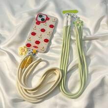 1pc Miniature Floral 3D Pendant, Phone Strap, Crossbody Chain, Universal Phone Case Accessory For Women. - Multicolor - View 3