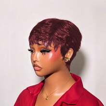 1B Hair Short Pixie Cut Wig With Bangs, No Glue No Lace Front, Short Layered Trim, Fully Machine Woven, Easy To Wear, Suitable For All Ethnicities - Multicolor - View 17