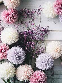 4/16pcs Artificial Chrysanthemum, Dandelion, Hydrangea Flower Bouquet, Suitable As Gift For Friends, Brides, Wedding Decoration, Home, Office, Cafe, Party Room Decor Fall Decor Autumn Decor Living Room Wall Art Autumn Room Decrations Bridesmaid Gifts - Coral Orange - View 4