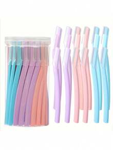 1件、2件、3件、4件、6件、12件組，眉毛修剪器與刮鬍刀組，去角質刮毛工具，身體除毛修剪器與臉部及眉毛刮鬍刀組，長柄刀片附精密保護蓋，女性眉毛修形工具，適合日常或旅行使用 - 彩色 - 查看 6