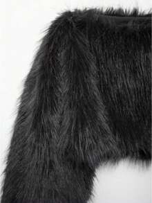 DEEKA Autumn/Winter New Women's European And American Style Fashion Minimalist Versatile Faux Fur Effect Sweatshirt - Black - View 7