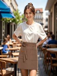 1PC Solid-Colored Cross-Fronted Sleeveless Apron, A Simple And Stylish New Design For Home Kitchens. Waterproof And Oil-Resistant, Perfect For Cooking And Dining Purposes. - Multicolor - View 4