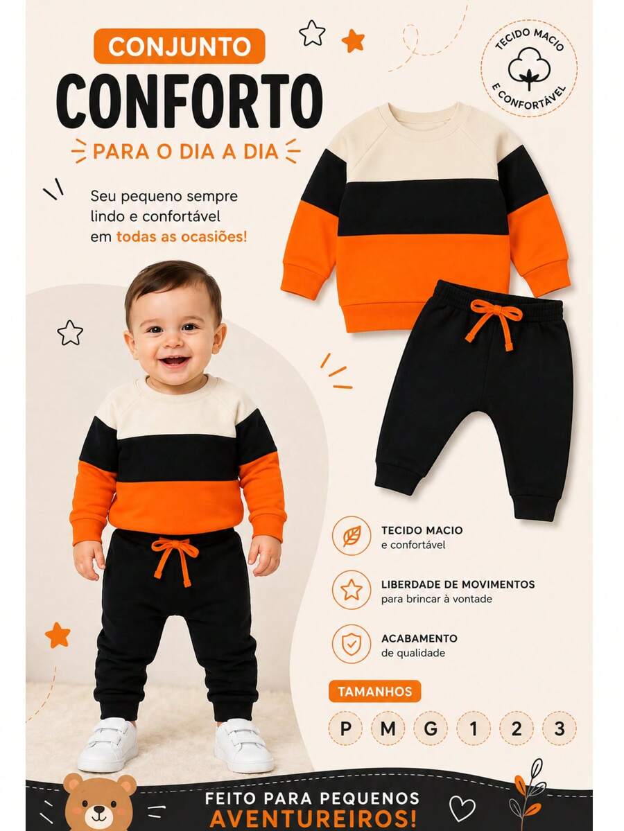 Winter Children's Sweatshirt Set For Boys - Burnt Orange - View 1