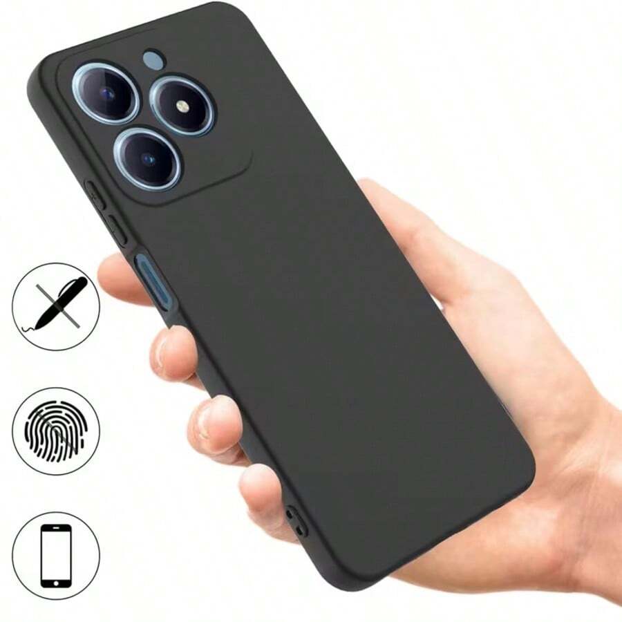 適用於 Redmi/ 黑色啞光手機殼 全包覆鏡頭超薄防指紋純色商務防摔軟殼，全機型啞光黑磨砂殼防滑防汗裸手觸感極簡純色手機保護套，四季通用純黑色啞光商務手機殼，春夏清爽不黏手黑色啞光 Honor 手機殼全包覆防摔耐磨防指紋商務辦公學生通用手機殼，[國際版，非本地版]，適用於 Redmi Note 13Pro+/ 14 Pro 5G/ Note 14 Pro 5G/ 13C/ Note14 163mm/ Note 13 4G/POCO C75/14C 等。啞光黑手機殼，男女通用，輕量柔軟，耐用，全包覆保護手機後蓋