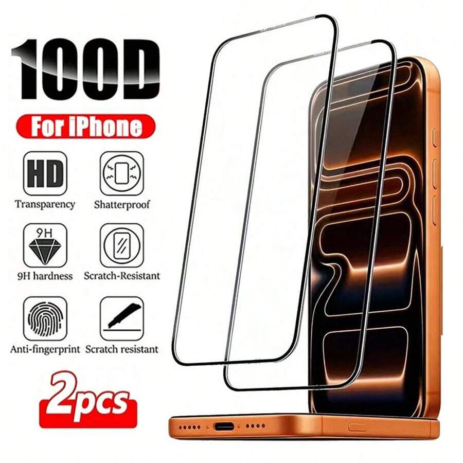 2pcs/Set - Pelindung Layar Kaca Tempered Kompatibel Dengan iPhone 17 Pro Max, Sablon dengan Bingkai Hitam, Kekerasan 9H, Desain Bebas Gelembung, Pemasangan Mudah, Kompatibel Dengan iPhone 17 Pro Max/17 Air/17 Pro/16 Pro Max/16 Pro, Kompatibel Dengan A03 A05, Dapat Digunakan Dengan Casing Ponsel, Aksesori Penting Untuk Perlindungan Layar Sehari-hari. [Versi Internasional, Bukan Versi Lokal] - MultiWarna - View 1