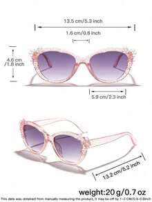 2 PCS Girls 5-9Y Glitter Flower Decor Cat Eye Fashion Glasses Lightweight PC Frame Soft Tinted Lens Casual Sweet For Travel Party With Glasses Box - Multicolor - View 10