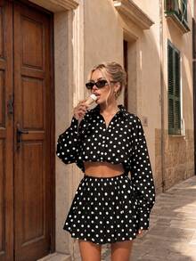Roviva Women's Autumn/Spring New Bohemian Vintage Striped 2 Pieces Set, Button-Down Striped Shirt + Striped Mini Skirt, Suitable For Beach, Party, Outdoor Street Photography, Daily Wear, Dating, Back To School, Teacher's Day, Commuting, Office, Casual Vacation, Music Festival - Black - View 7