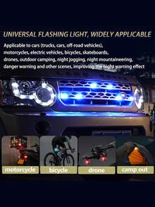 4/2pcs Wireless LED Strobe Lights With Remote Control, USB Rechargeable, 8-Color High Brightness Waterproof Anti-Collision Warning Lights, Suitable For Cars, Motorcycles, Drones, Trucks, Bicycles (Activate Before Use, Unplug After 2 Seconds Of Powering On) - Airplane Lights - View 4