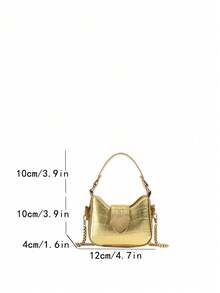 1pc Casual Girl PU Leather Shoulder Handbag, Mini Solid Color Heart Crocodile Embossed Material Shoulder Bag - A - View 3