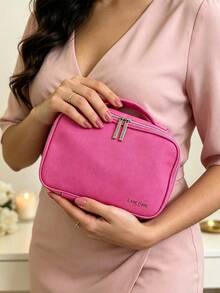 Lancôme Handheld Large Capacity Fabric Makeup Bag, Waterproof Travel Cosmetic Organizer, Suitable For Daily Commute, Vacation, Birthday, Holiday Gift LANCOME-GIFT-32 - Hot Pink - View 8