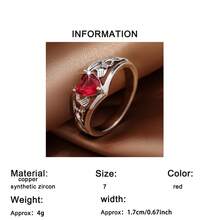 1pc Elegant Romantic Heart-Shaped Cubic Zirconia Ring For Women, Perfect Valentine's Day, Wedding, Anniversary, Birthday Gift - Red - View 6
