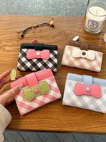 XD Korean & Japanese Style Bow Knot Multi-Slot Coin Purse, Student Bi-Fold Card Holder, Children's Wallet Zipper Card Sleeve Bank Card ID Holder, Hand Washable Fiber, Pocket Wallet, Small Item Handbag Coin Purse - Multicolor - View 6