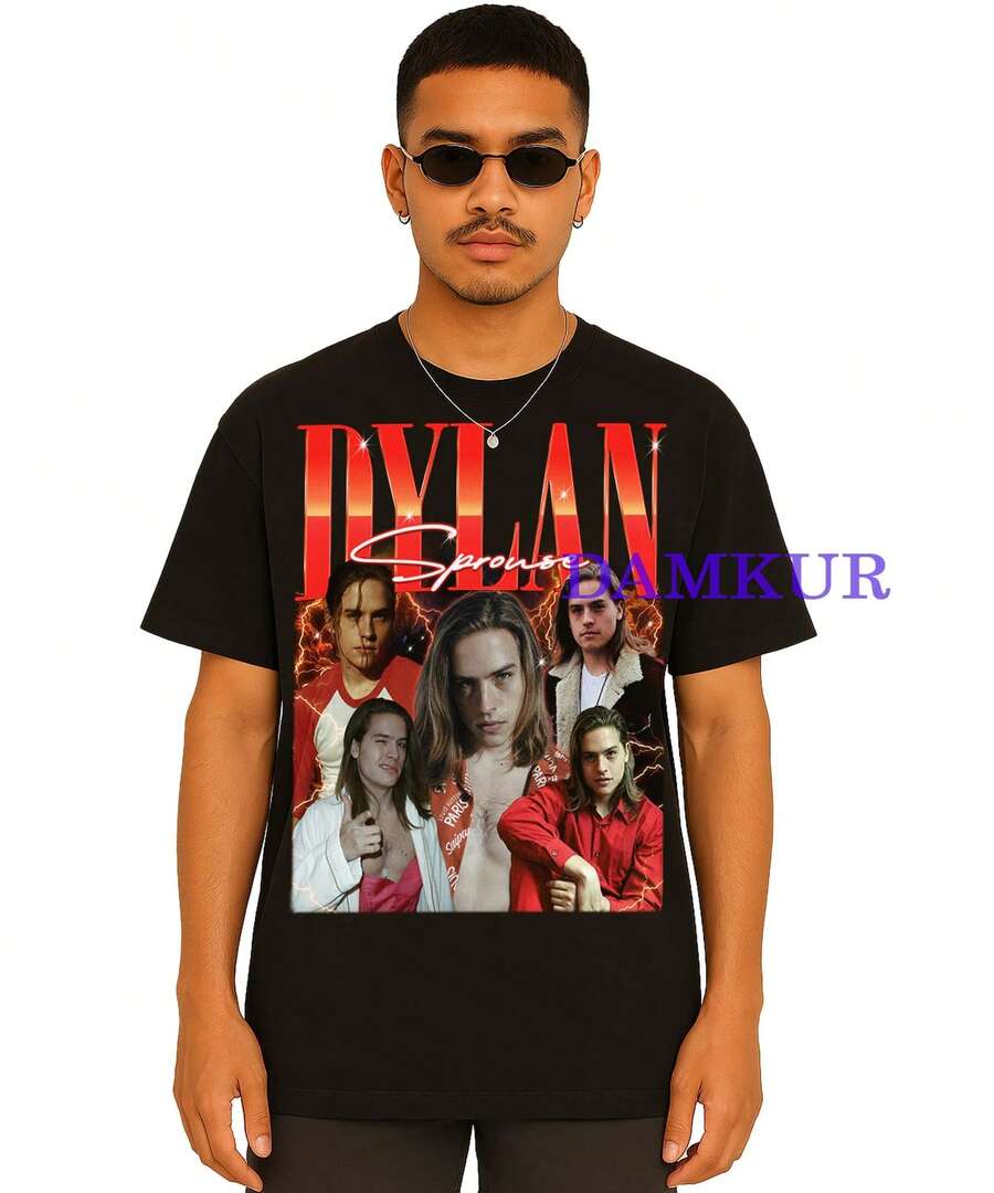 Maglietta Dylan Sprouse, Maglietta Gemelli Sprouse, Merchandising Dylan Sprouse, Maglietta Fan Cole Sprouse, Magliette Omaggio Gemelli Sprouse, Felpa Dylan Sprouse - nero - Visualizzare 1