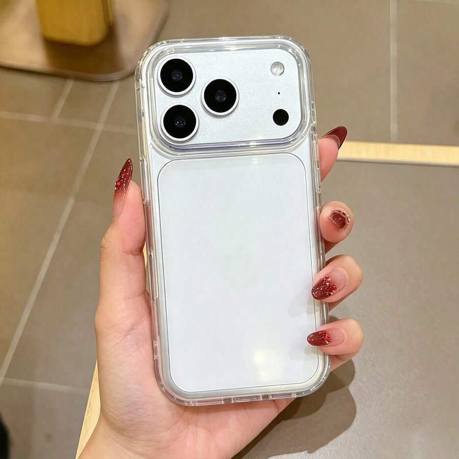 Dual-Color Dopamine Candy Color Border Transparent Phone Case, Large Full Camera Window Frosted Transparent Shockproof Protective Cover, Compatible With IPhone 17 16 15 14 13 Pro Max 12 Pro Max 11 Phone Case, Holiday Gift - Clear - View 1