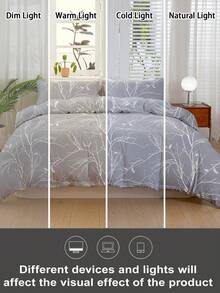Ensemble de housse de couette 2/3 pièces avec imprimé de branche, linge de lit en microfibre doux et respirant, housse de couette lavable en machine facile à entretenir pour toutes les saisons pour lits simples, doubles, queen et king, décoration de chambre moderne et fraîche pour la maison, le dortoir, la chambre d'amis ou en cadeau - Multicolore - Voir 8