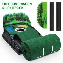 8ft Golf Putter Practice Mat With 3D Panoramic Background, Portable Putting Mat For Home And Office, Indoor And Outdoor Golf Training Aid - Green - View 3