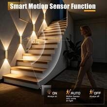 Lampe murale LED à détecteur de mouvement, lampe murale décorative sans fil, éclairage LED de protection des yeux, veilleuse à pile, convient pour le couloir, la salle de bain, la chambre, la cuisine, la décoration de la maison, la décoration du salon - Multicolore - Voir 5