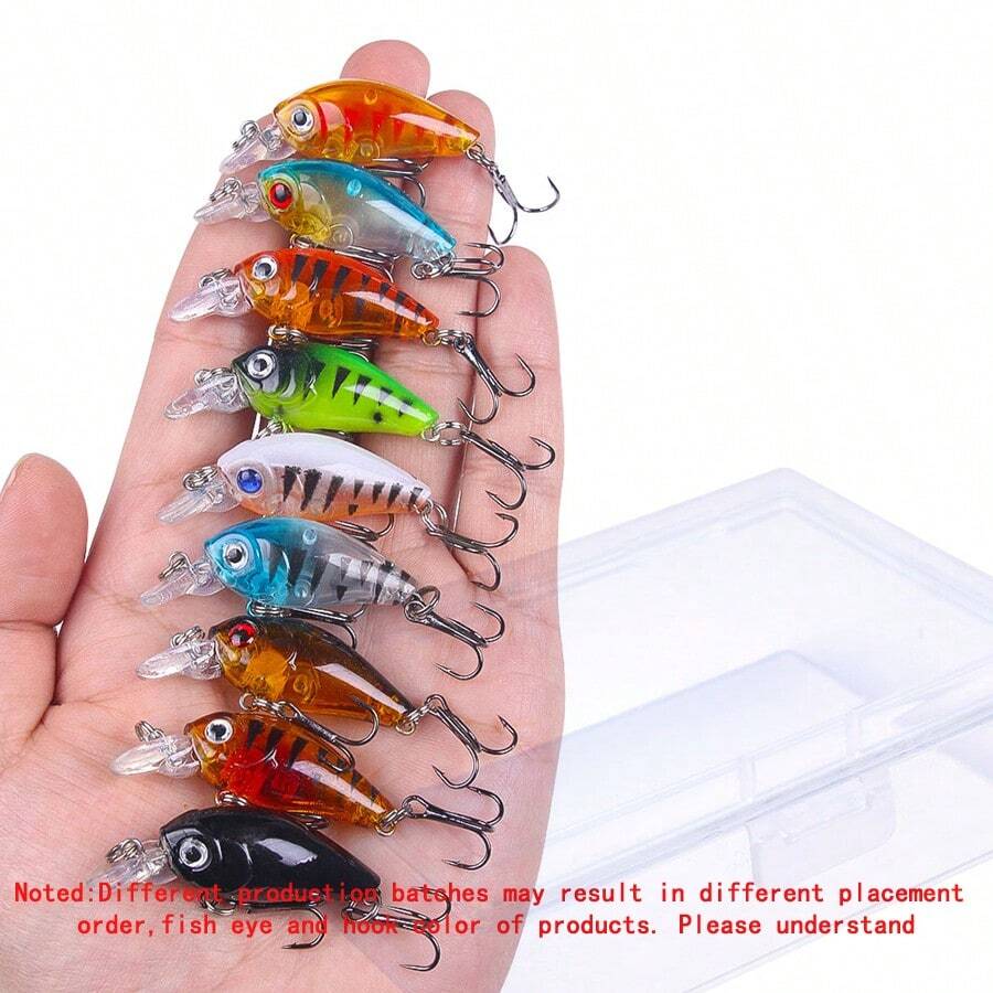 HENGJIA 5pcs/9pcs Per Box 4.5CM 4G Artificial Hard Plastic Small Deep Diving Crankbait Mini Floating Rattle Fishing Lure